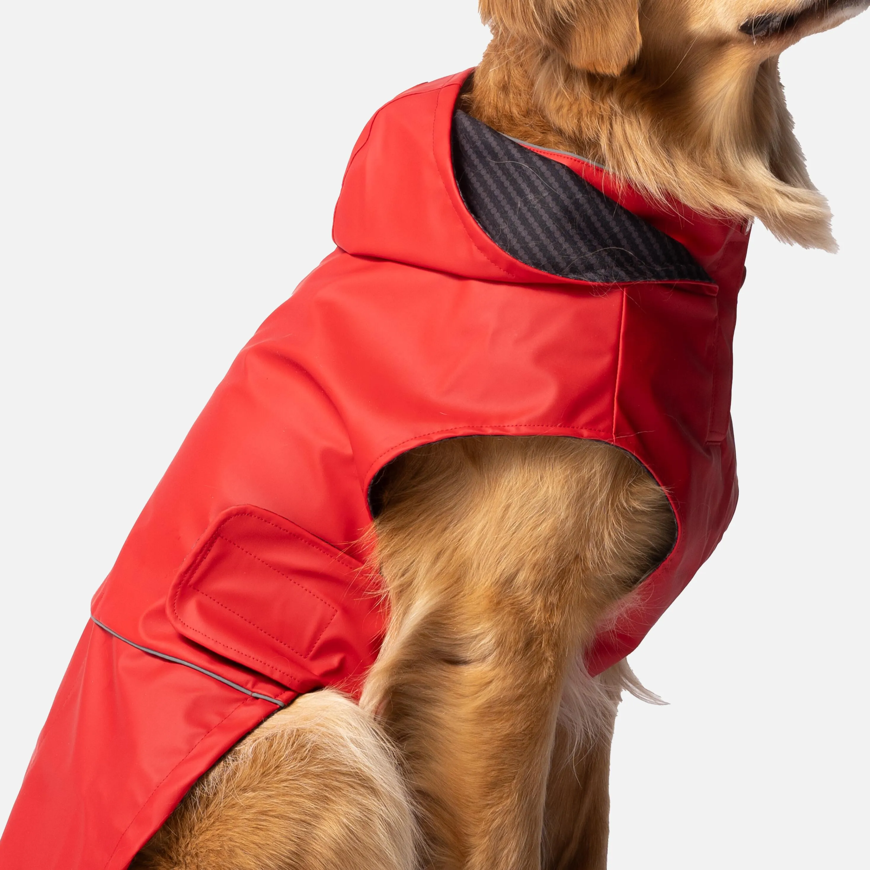 Aden 2.0 Dog Raincoat Red – Waterproof, Adjustable Fit, Reflective Piping & UV Protection