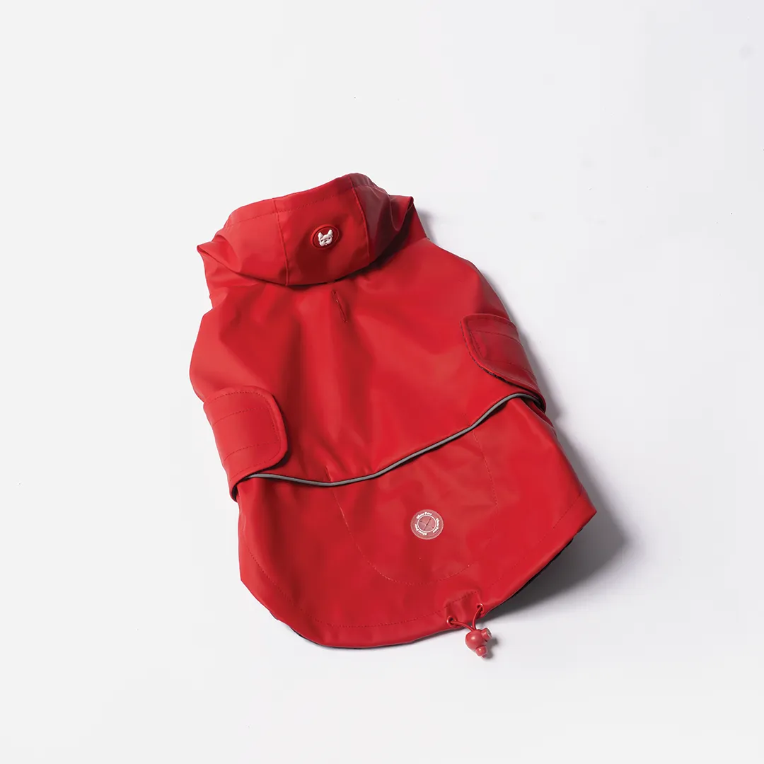 Aden 2.0 Dog Raincoat Red – Waterproof, Adjustable Fit, Reflective Piping & UV Protection