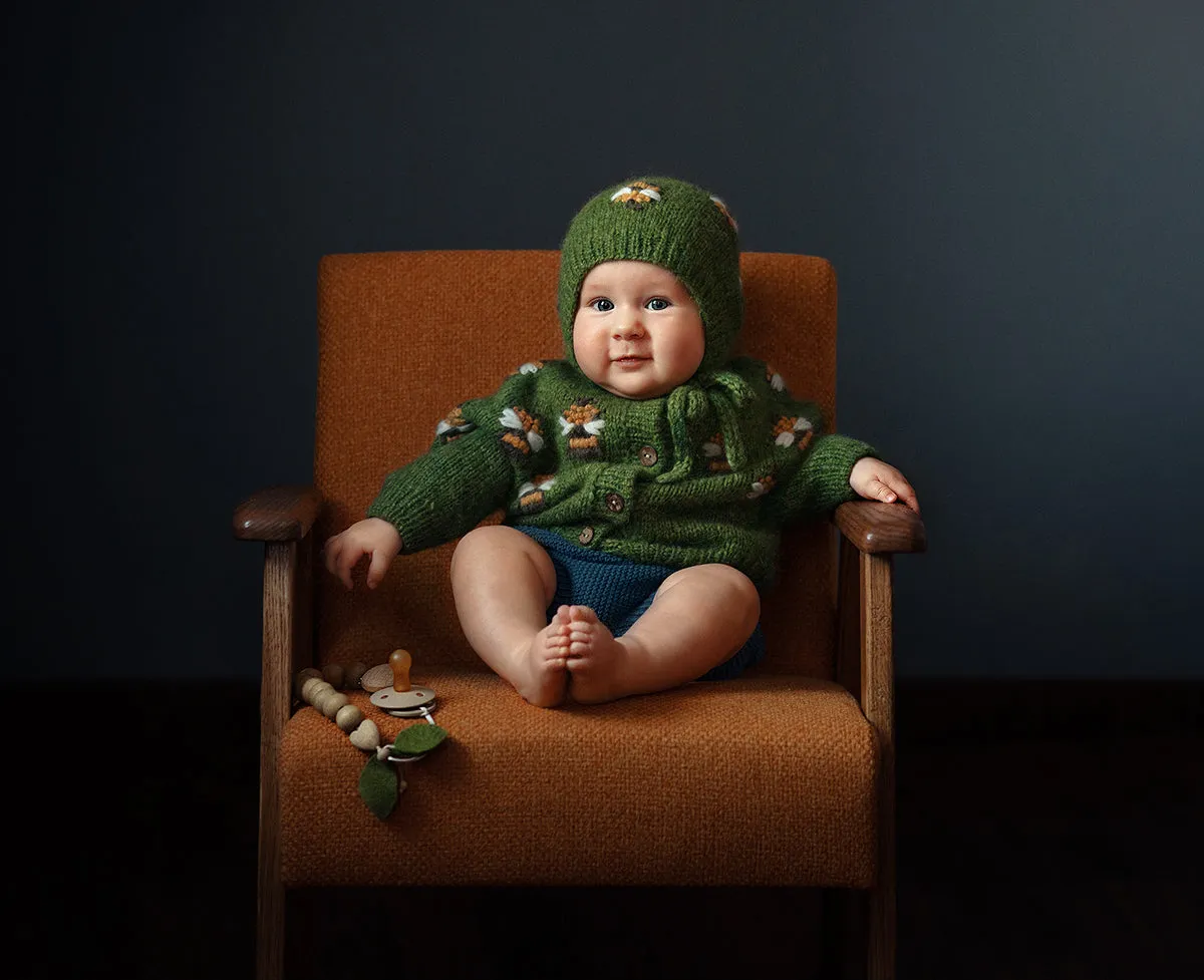 Bee cardigan | Moss Green