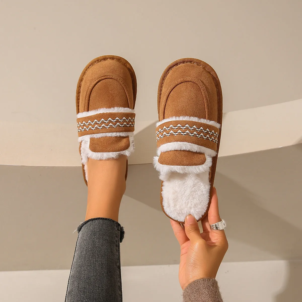 Belifi Winter Fleece-Lined Warm Comfortable Soft-Sole Cotton Shoes