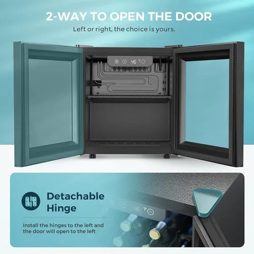 Beverage Cooler Mini Fridge Glass Door LED Light for Drinks Beer Wine Home Bar