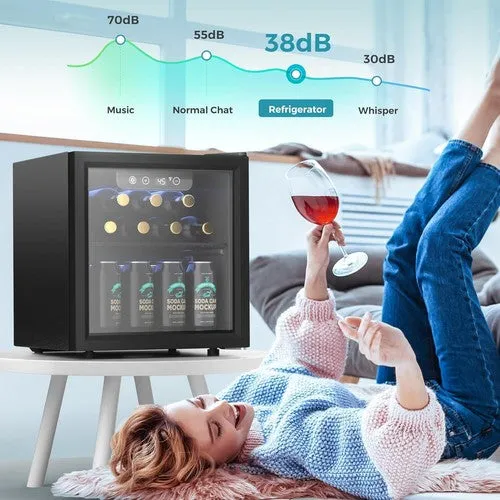 Beverage Cooler Mini Fridge Glass Door LED Light for Drinks Beer Wine Home Bar