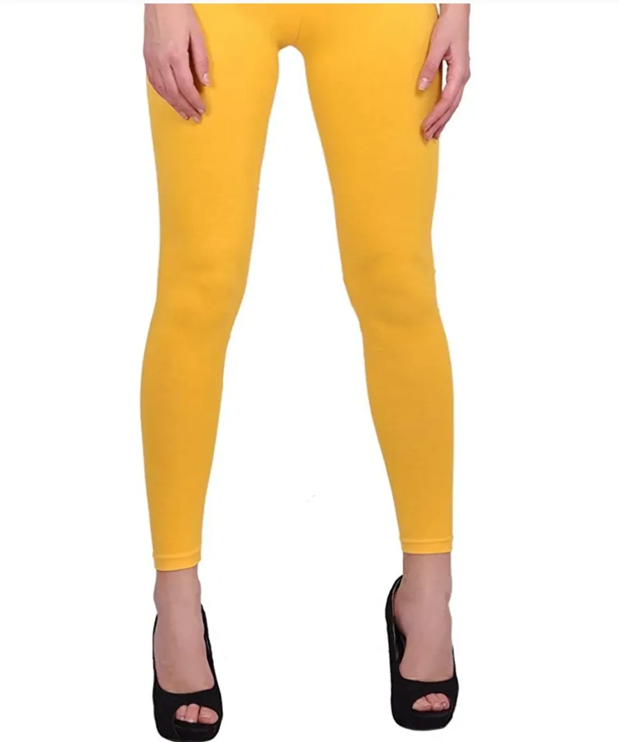 BK Cotton Lycra Legging BK00021MCLSQ | Yellow | Solid Color | High elasticity comfortable Ankle Length | Size 30 to 40 inch