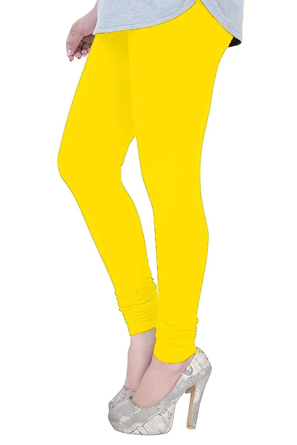 BK Cotton Lycra Legging BK00021MCLSQ | Yellow | Solid Color | High elasticity comfortable Ankle Length | Size 30 to 40 inch