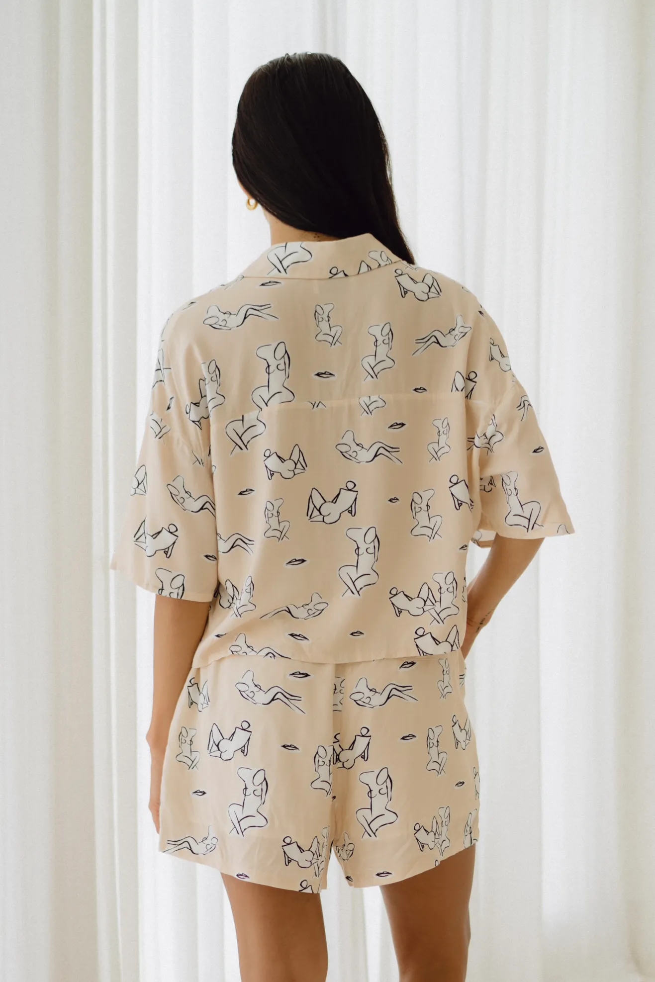 Body Beige Abstract Shorts