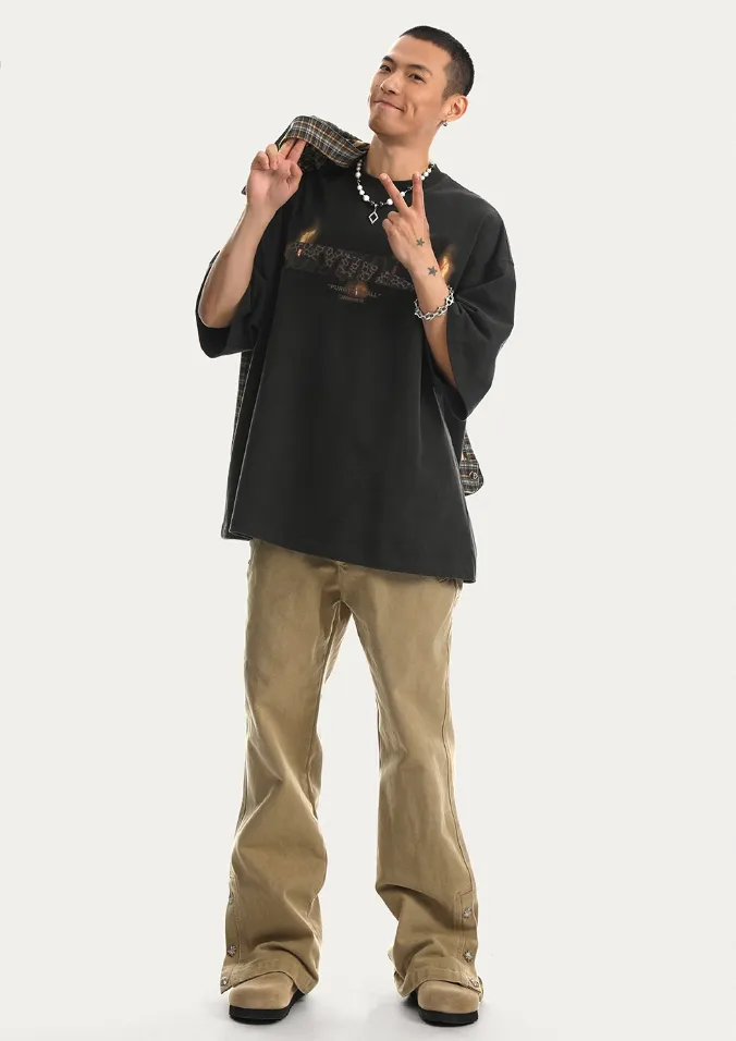 Canvas Structured Buckle Work Pants