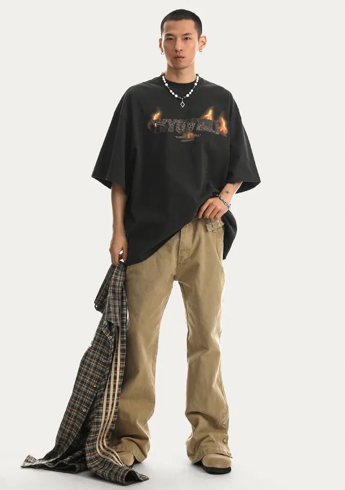 Canvas Structured Buckle Work Pants