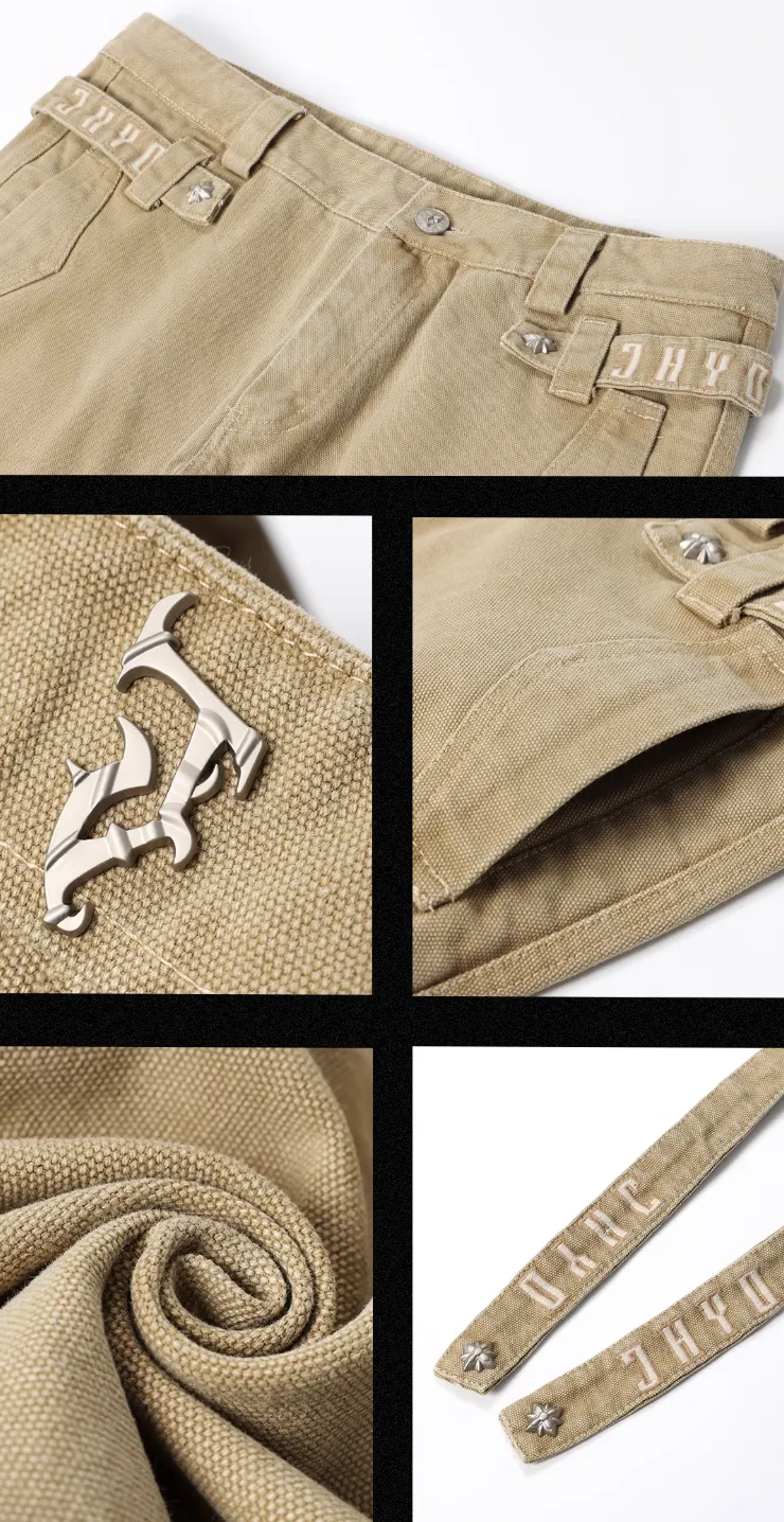 Canvas Structured Buckle Work Pants