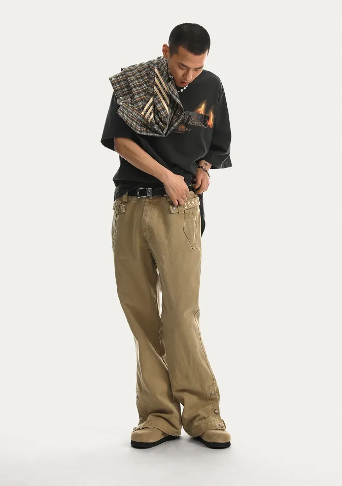 Canvas Structured Buckle Work Pants