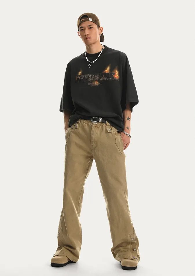 Canvas Structured Buckle Work Pants