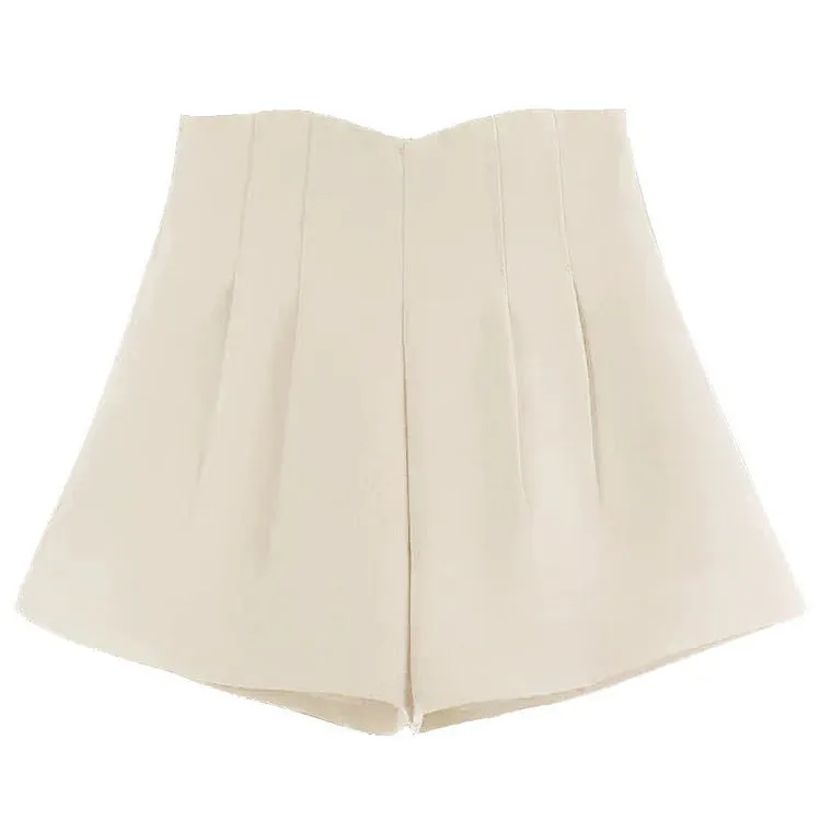 Chic High Waist A-Line Pure Color Wide Leg Shorts