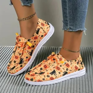 Comelyy Flat printed canvas shoes, comfortable round toe fashionable casual shoes