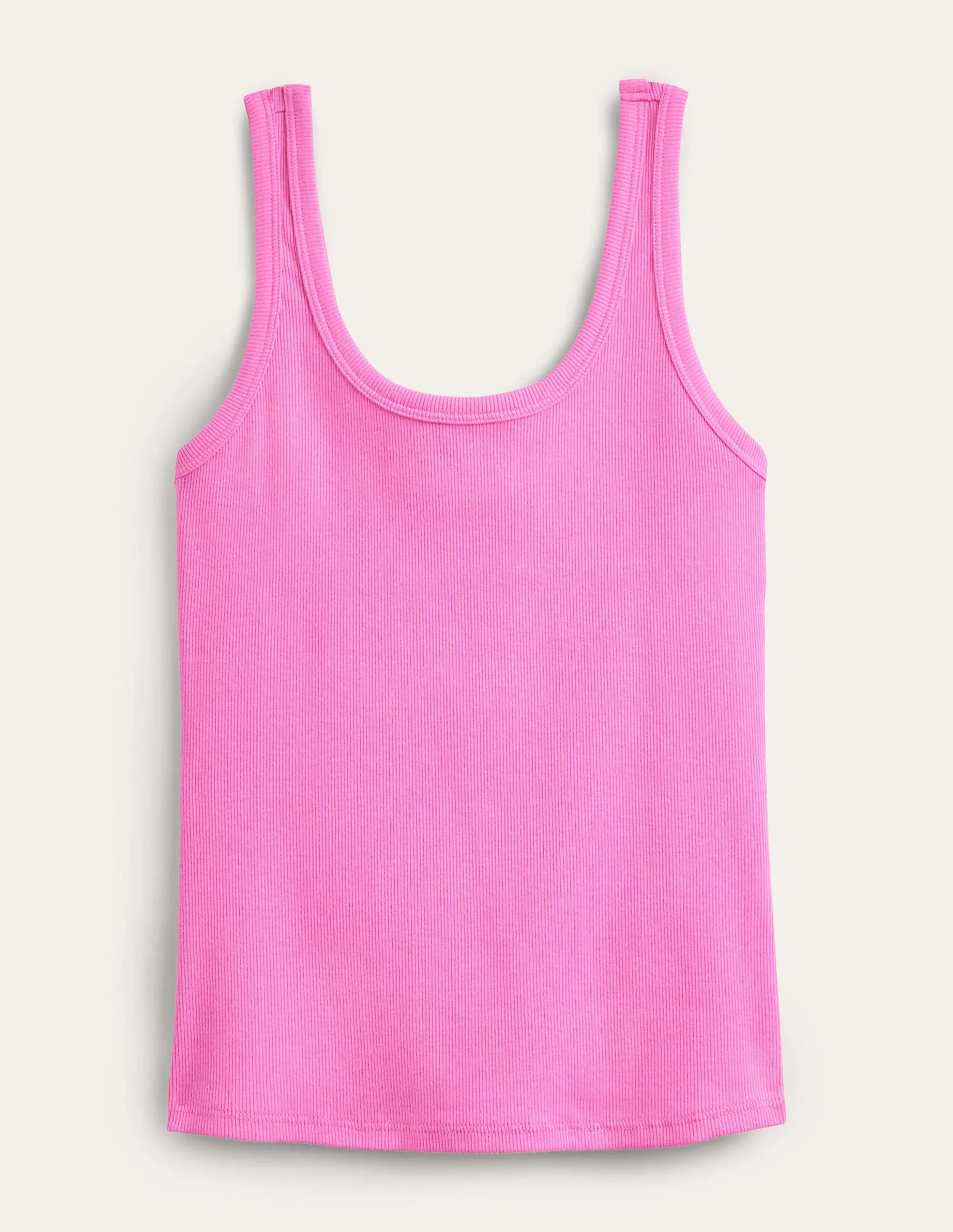 Cotton Ribbed Scoop Vest-Plum Blossom