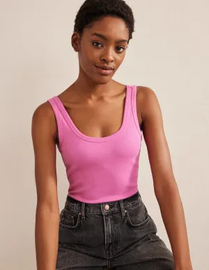 Cotton Ribbed Scoop Vest-Plum Blossom