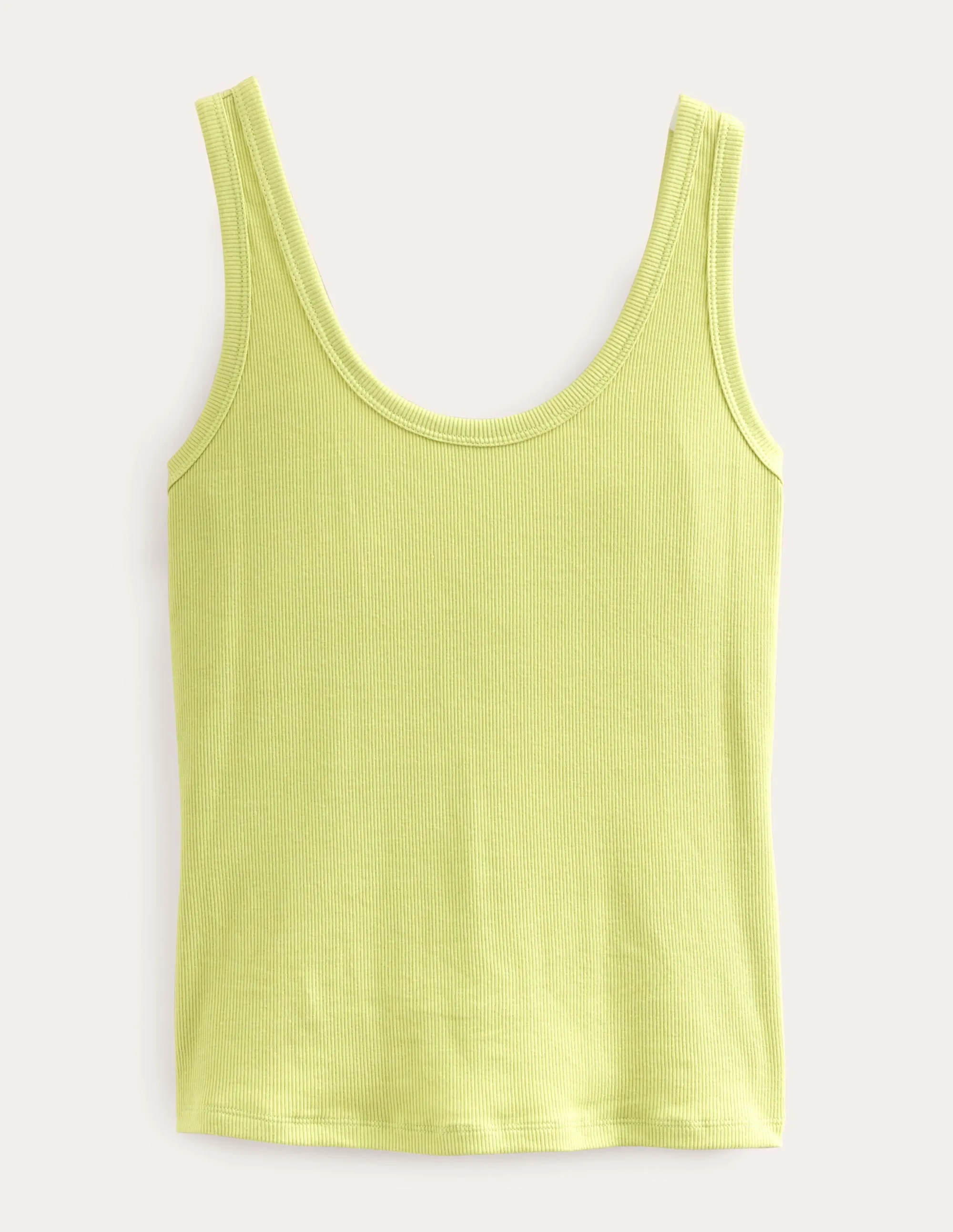 Cotton Ribbed Scoop Vest-Soft Pistachio