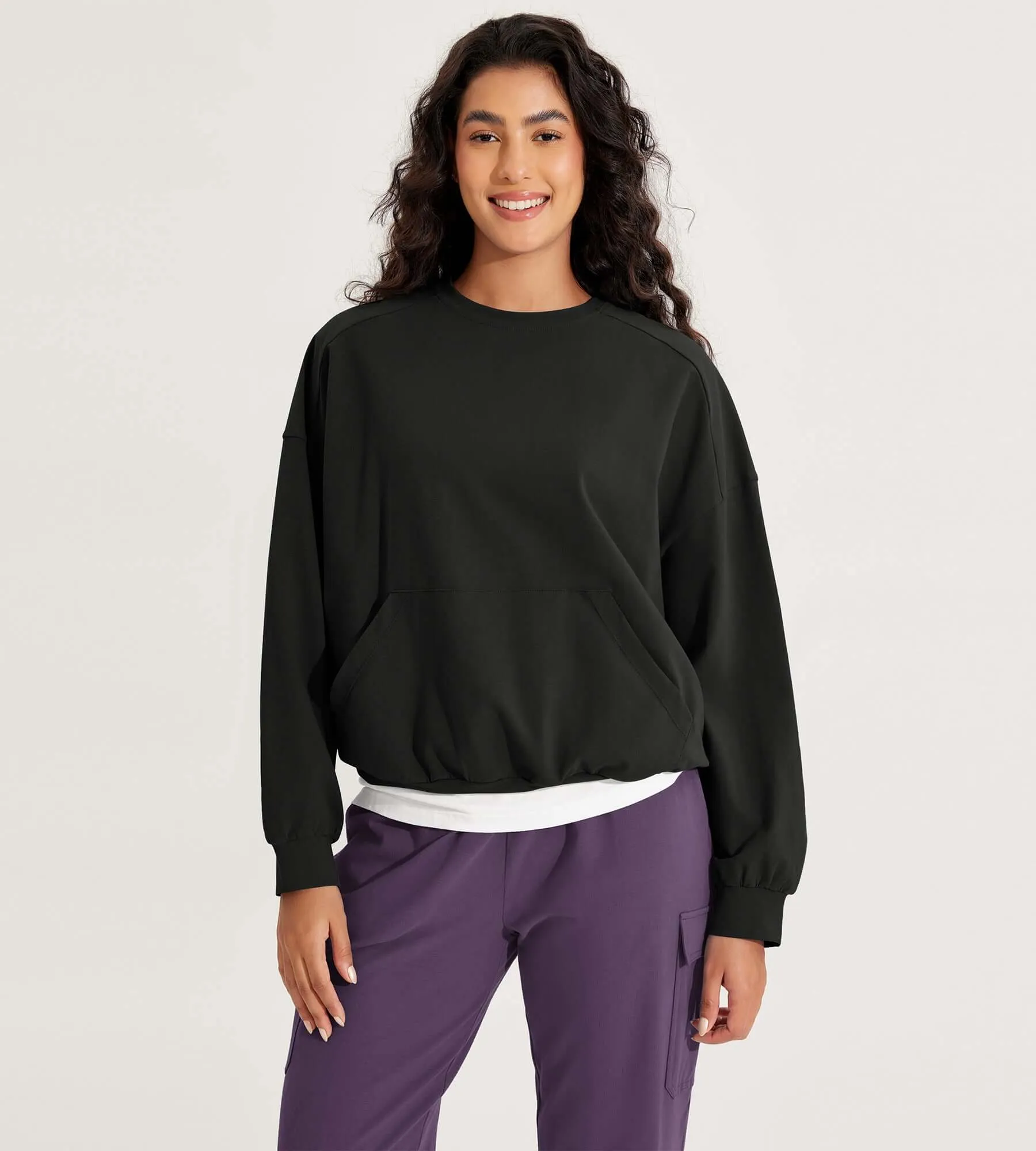 Cotton Soft Oversized Sweatshirts Pullover with Kangaroo Pocket