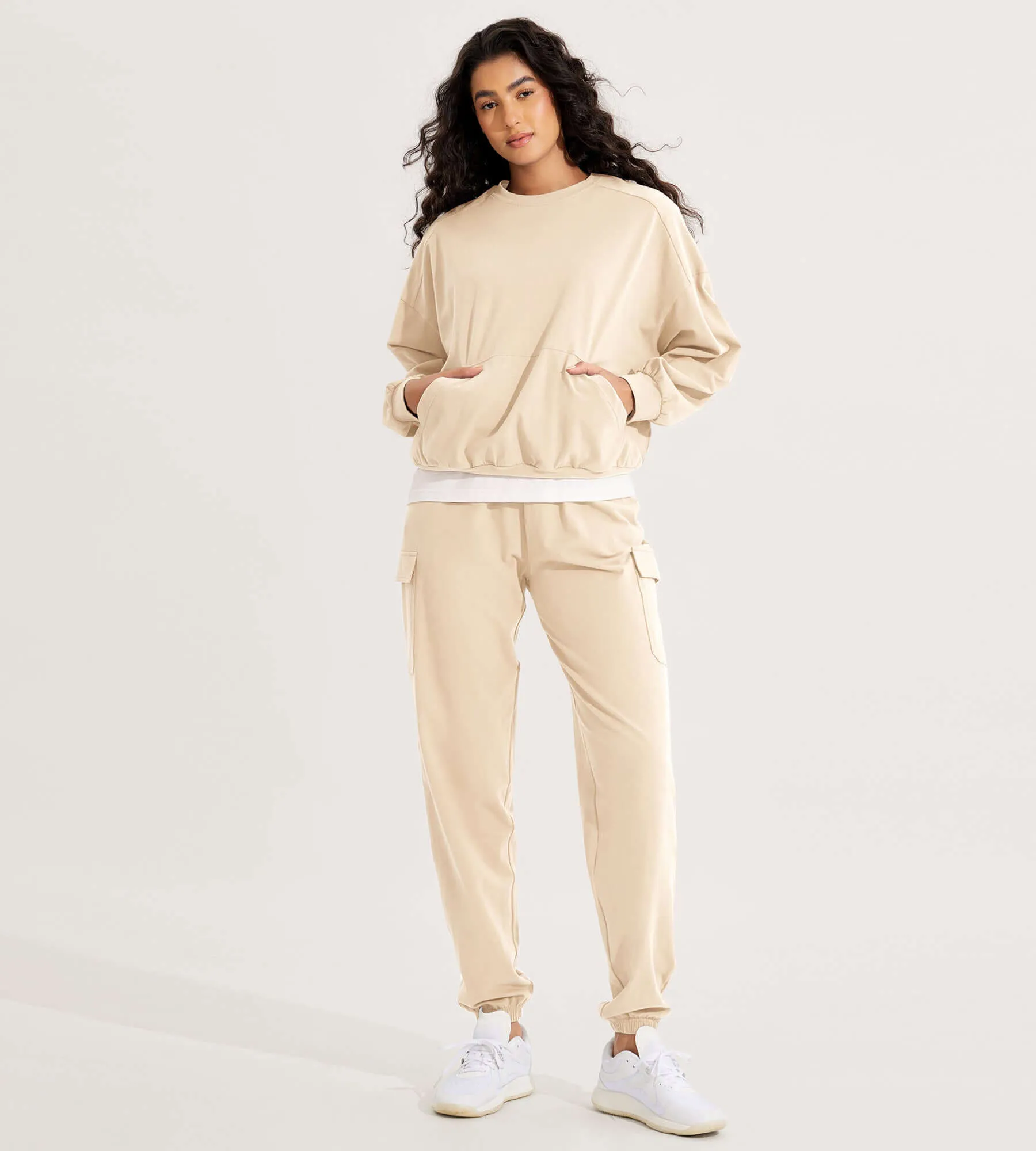 Cotton Soft Oversized Sweatshirts Pullover with Kangaroo Pocket