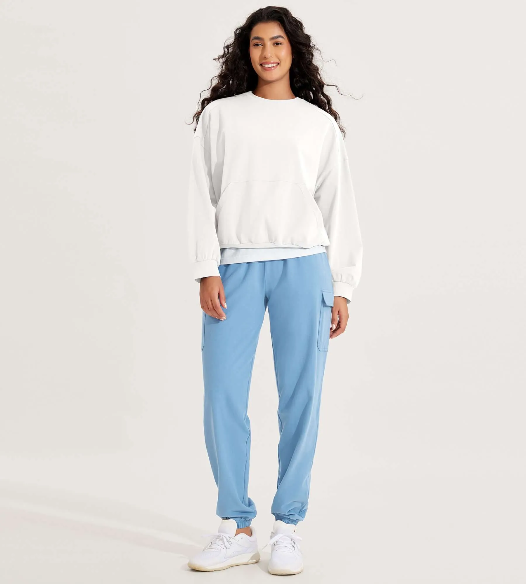 Cotton Soft Oversized Sweatshirts Pullover with Kangaroo Pocket