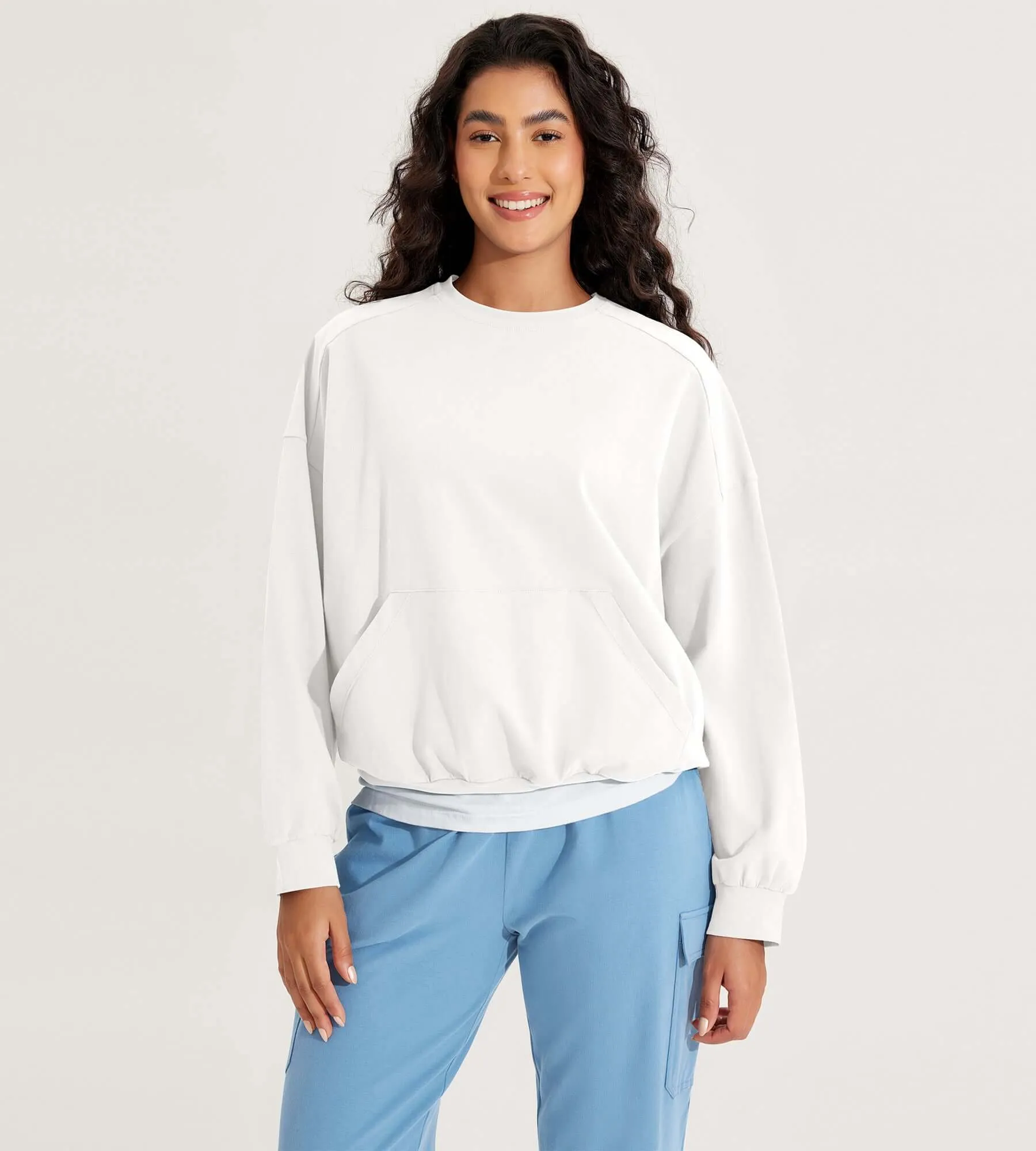 Cotton Soft Oversized Sweatshirts Pullover with Kangaroo Pocket