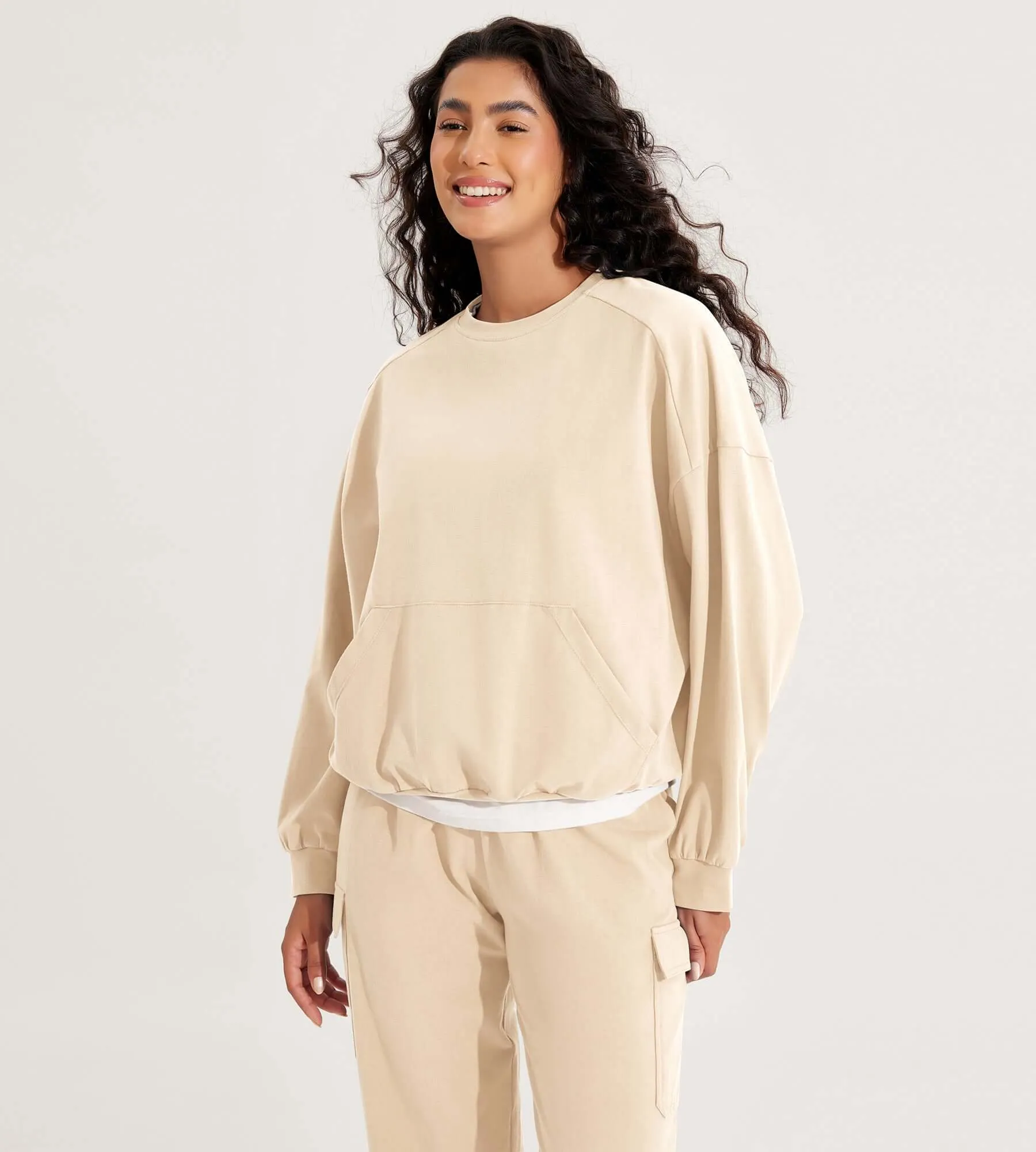 Cotton Soft Oversized Sweatshirts Pullover with Kangaroo Pocket