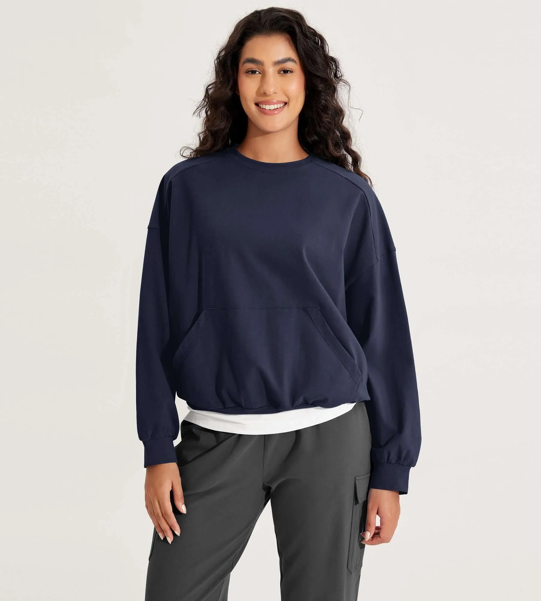Cotton Soft Oversized Sweatshirts Pullover with Kangaroo Pocket