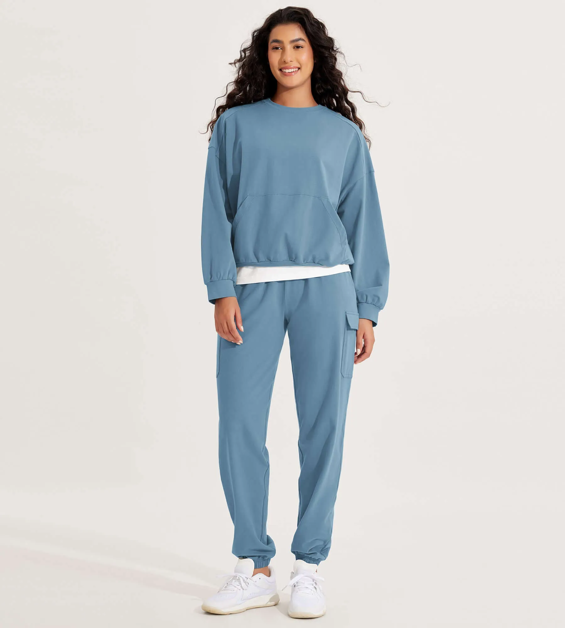 Cotton Soft Oversized Sweatshirts Pullover with Kangaroo Pocket