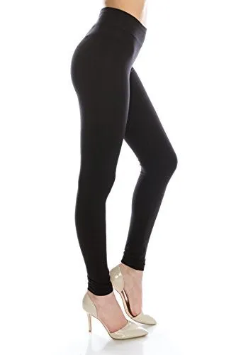 Cotton Spandex Basic Knit Jersey Regular and Plus Size Full Leggings for Women Black L
