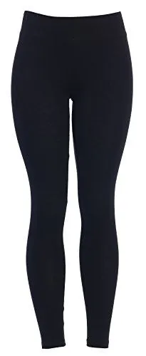 Cotton Spandex Basic Knit Jersey Regular and Plus Size Full Leggings for Women Black L