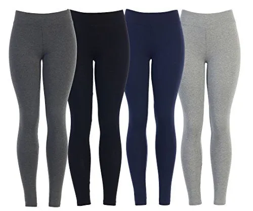 Cotton Spandex Basic Knit Jersey Regular and Plus Size Full Leggings for Women Black L