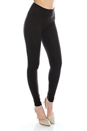 Cotton Spandex Basic Knit Jersey Regular and Plus Size Full Leggings for Women Black L