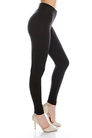 Cotton Spandex Basic Knit Jersey Regular and Plus Size Full Leggings for Women Black L