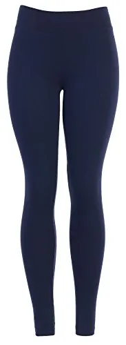 Cotton Spandex Basic Knit Jersey Regular and Plus Size Full Leggings for Women Navy M
