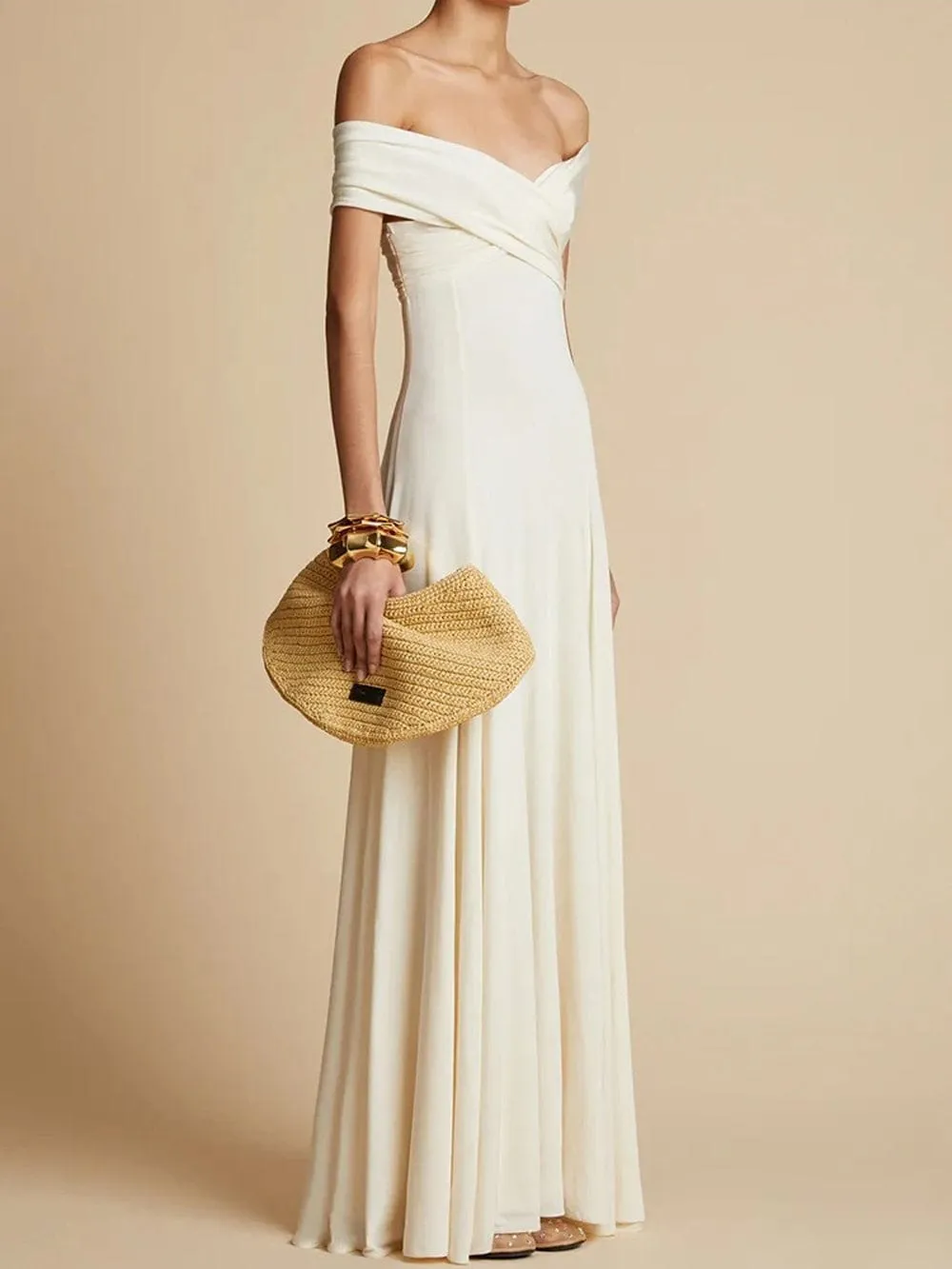 Daelyn Folds Off Shoulder Maxi Dress