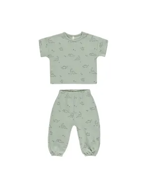 Dino Tee   Pant Set in Sage