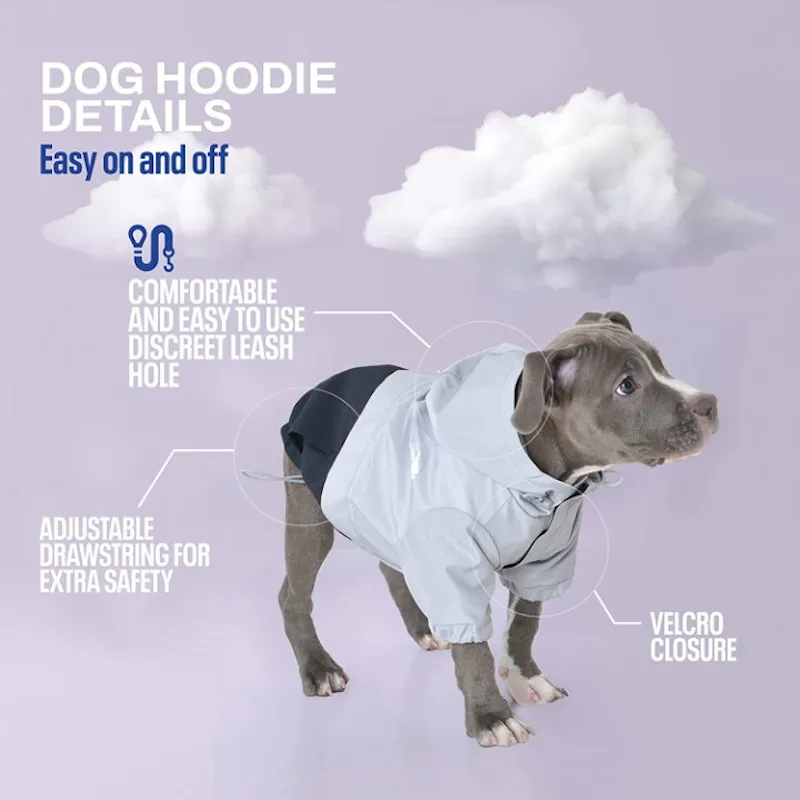 Dog Coat With Hoodie, Adjustable Drawstring, Comes With Leash Hole