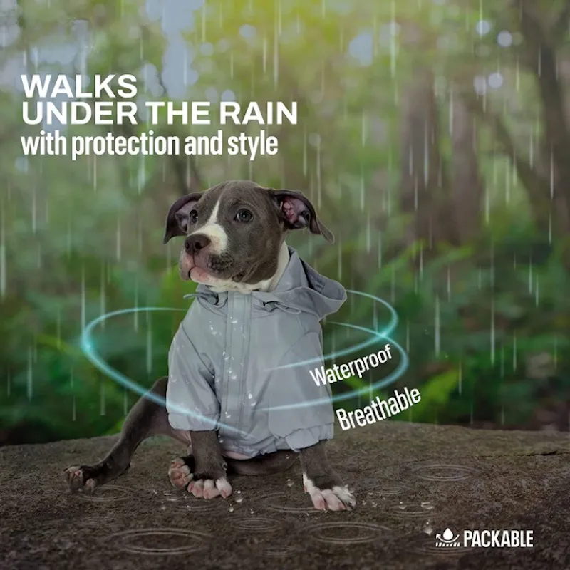 Dog Coat With Hoodie, Adjustable Drawstring, Comes With Leash Hole