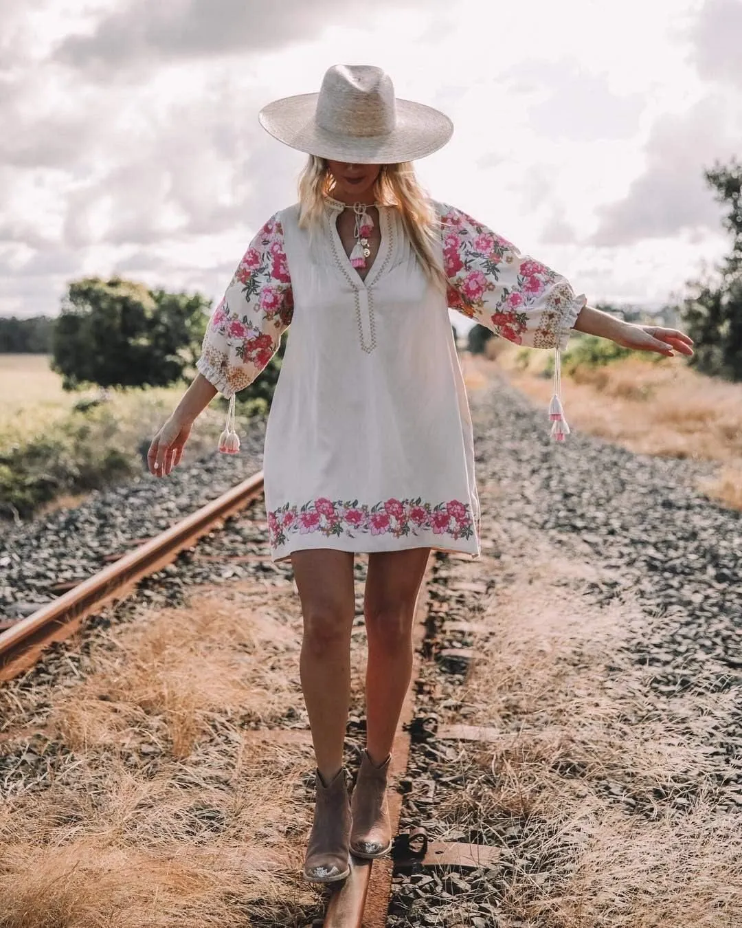Elegant Retro Floral Print Dress