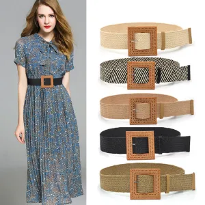 Elegant Women Elastic Belt Buckle