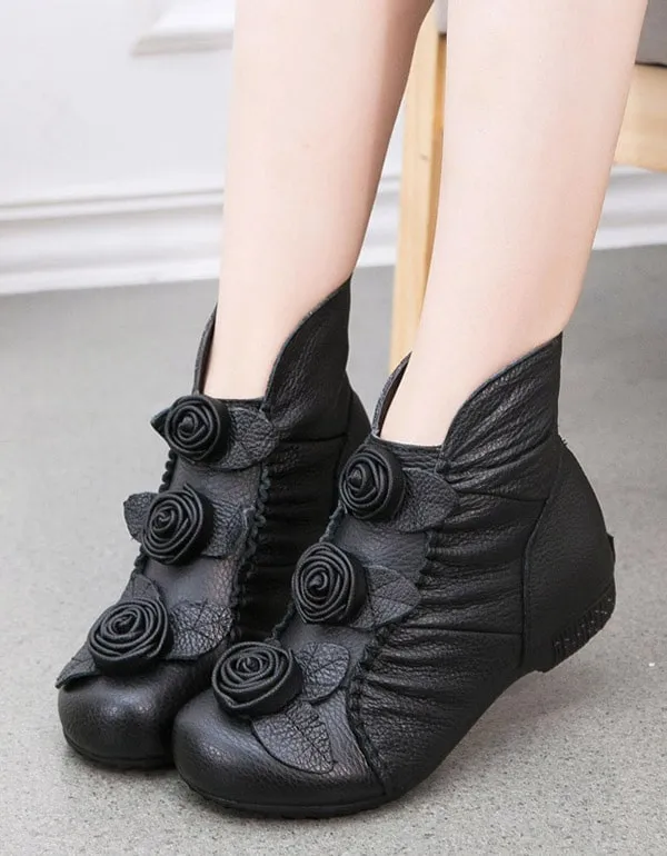 Ethnic Handmade Flower Comfortable Retro Boots