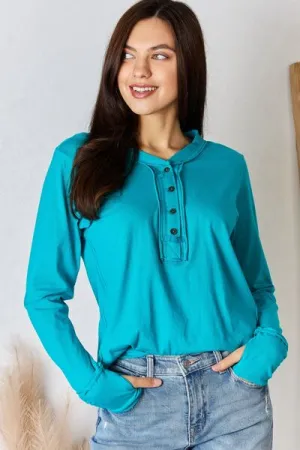 Exposed Seam Thumbhole Long Sleeve Top