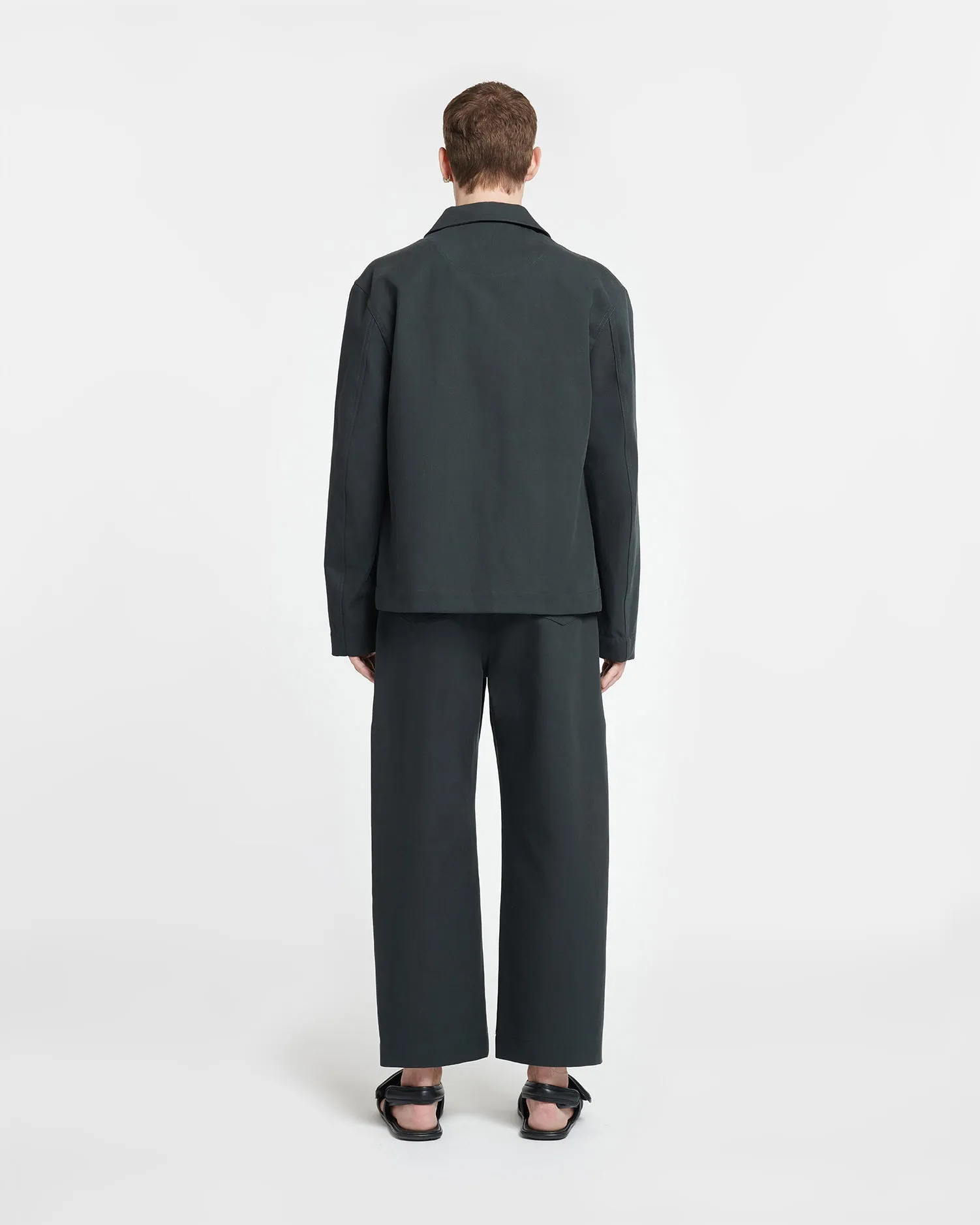 Ferre - Belted Structured Twill Pants - Anthracite