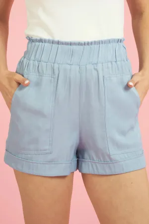 FINAL SALE Somewhere Sunny Shirred High Waist Shorts