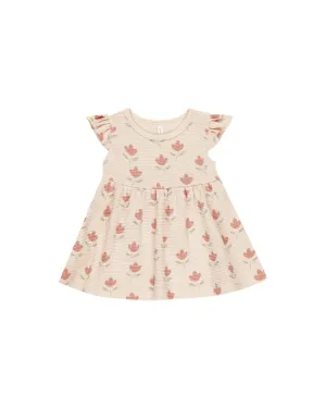 Flutter Dress with Tulips in Antique