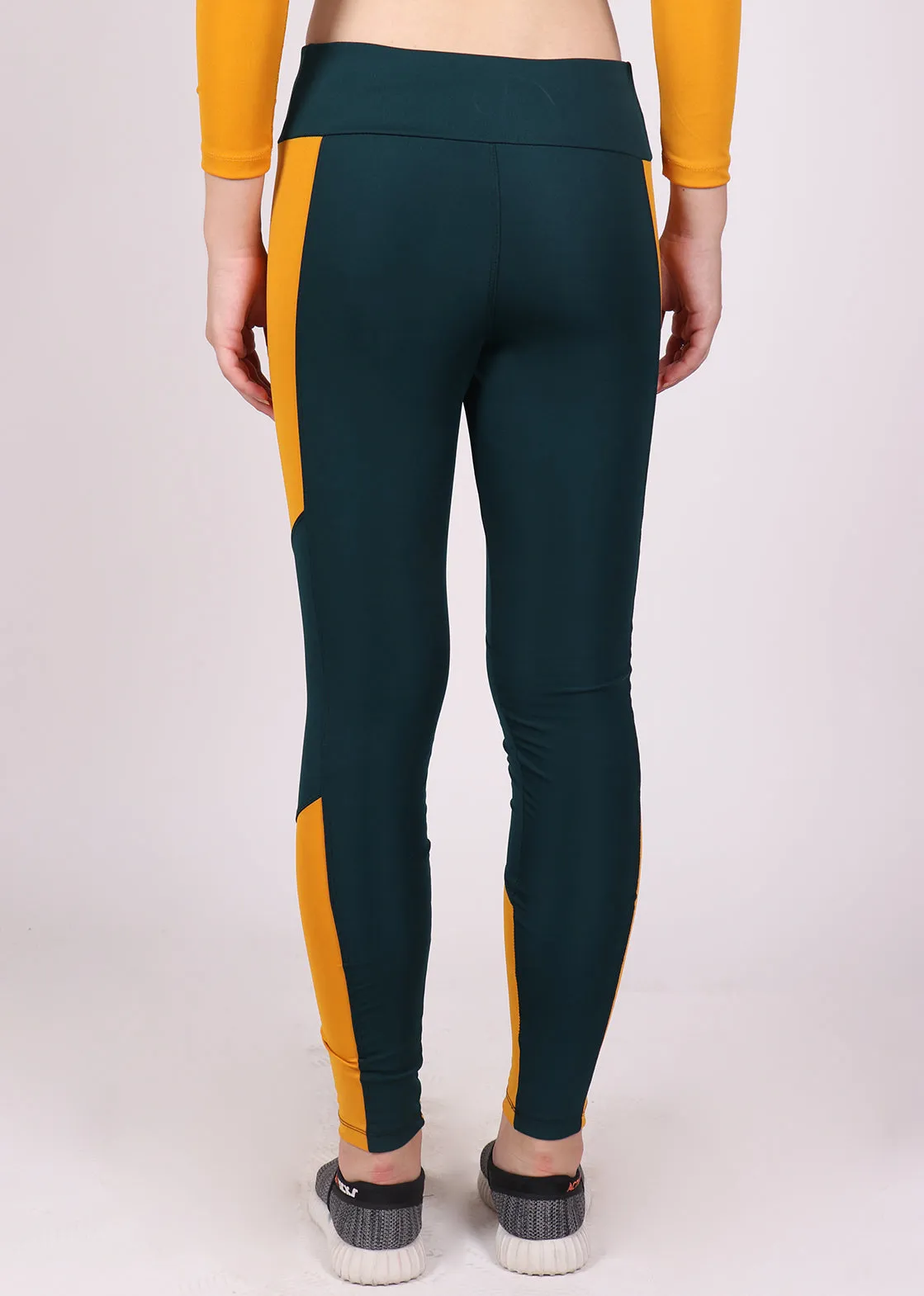 Green Mustard Panel Tights