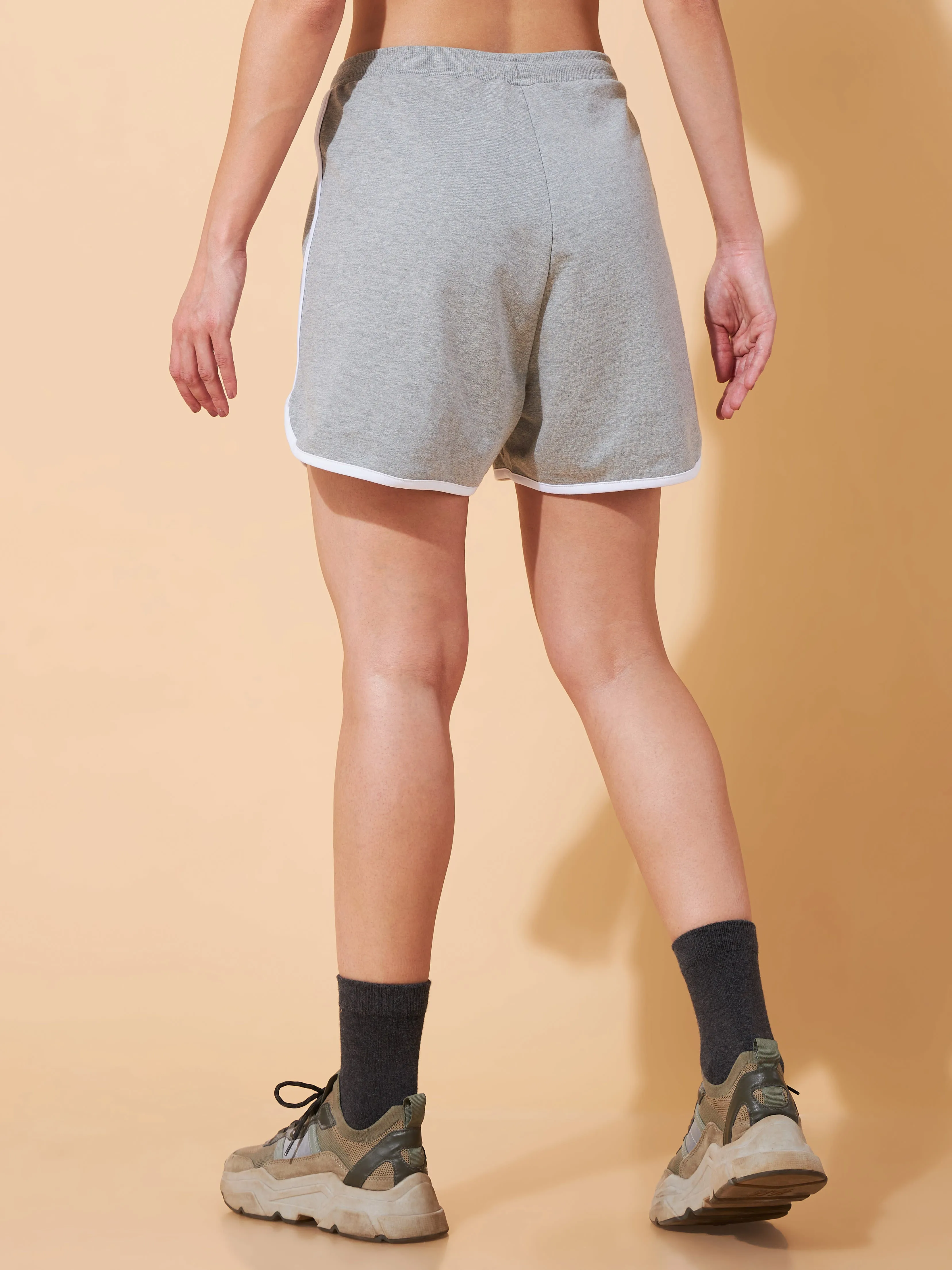 Grey Dolphin Hem Shorts for Women