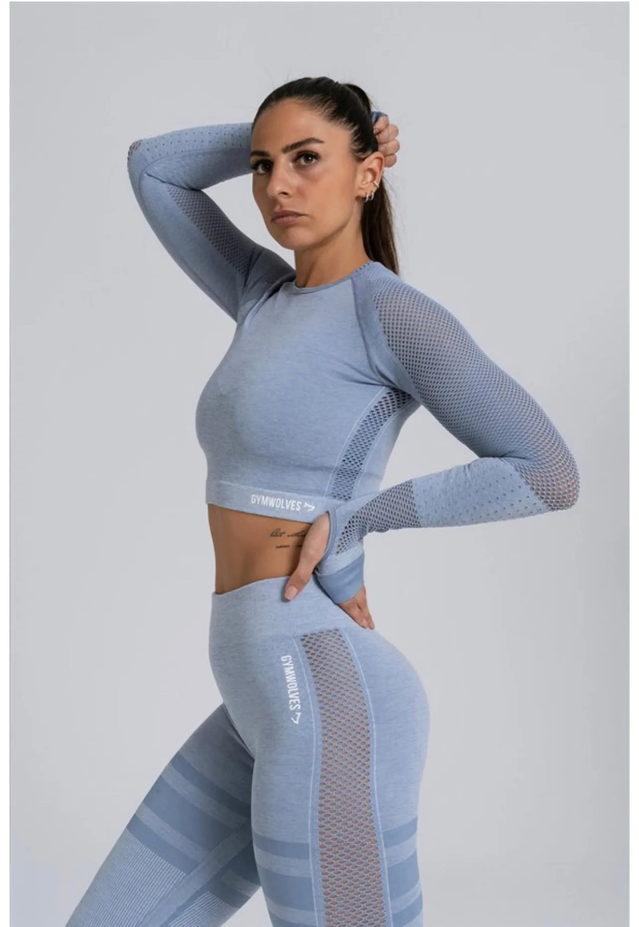 Gymwolves Women Seamles Sports Leggings | Light Grey |  Queen Series |