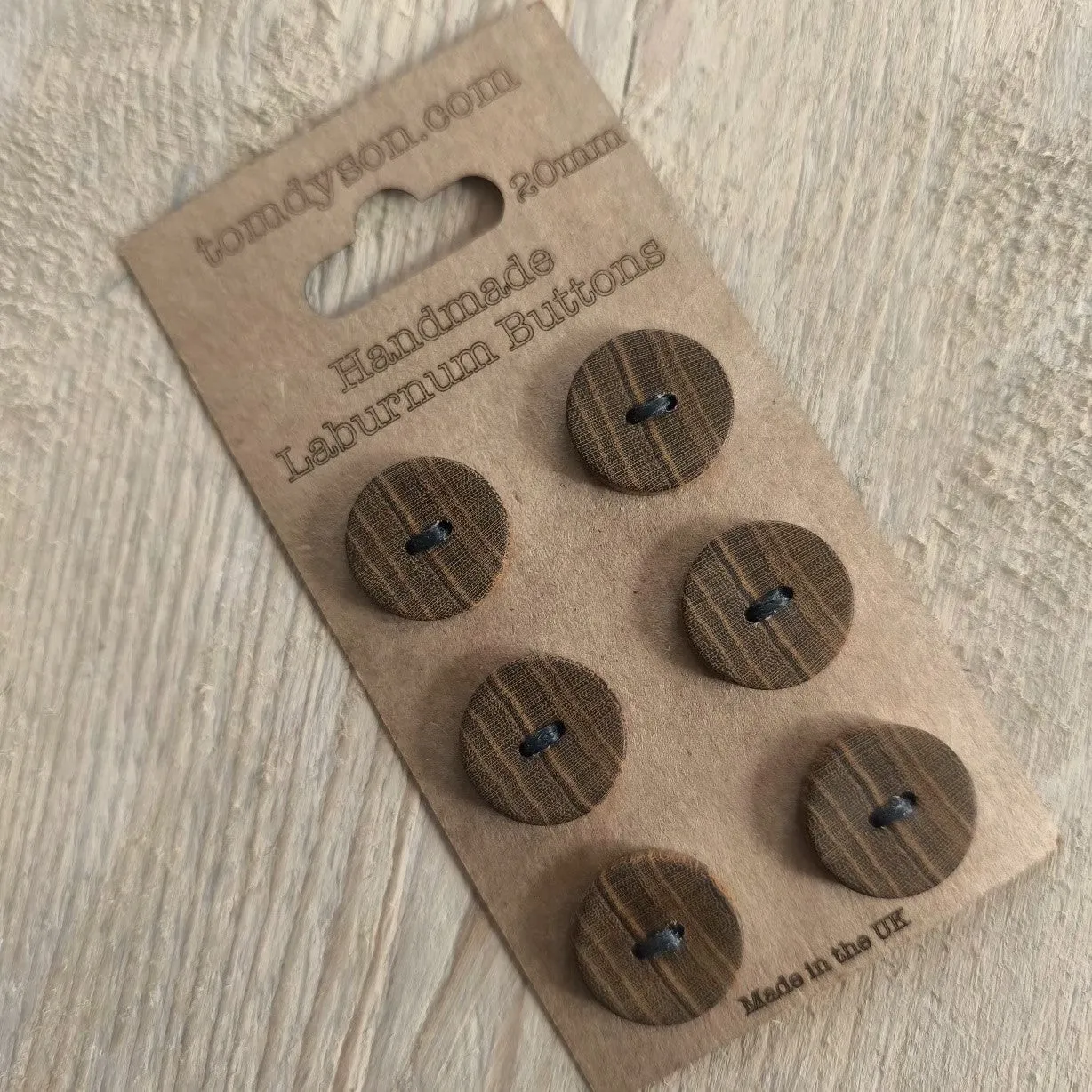 Handmade Wooden Buttons 20mm - Set 6