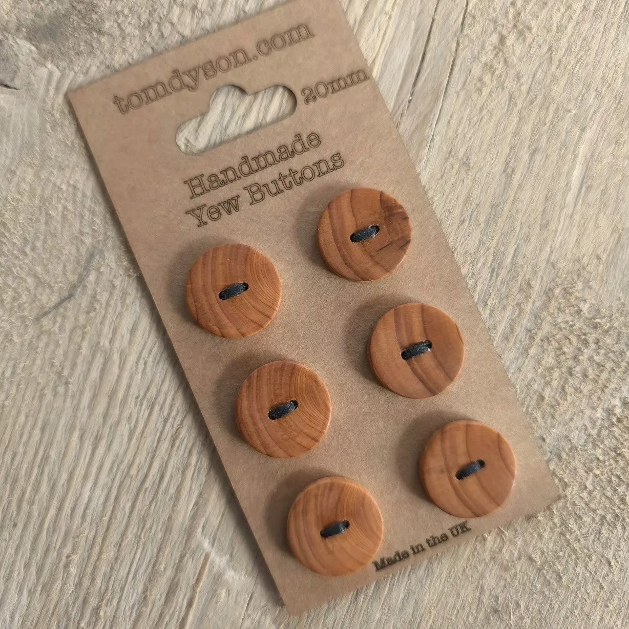 Handmade Wooden Buttons 20mm - Set 6