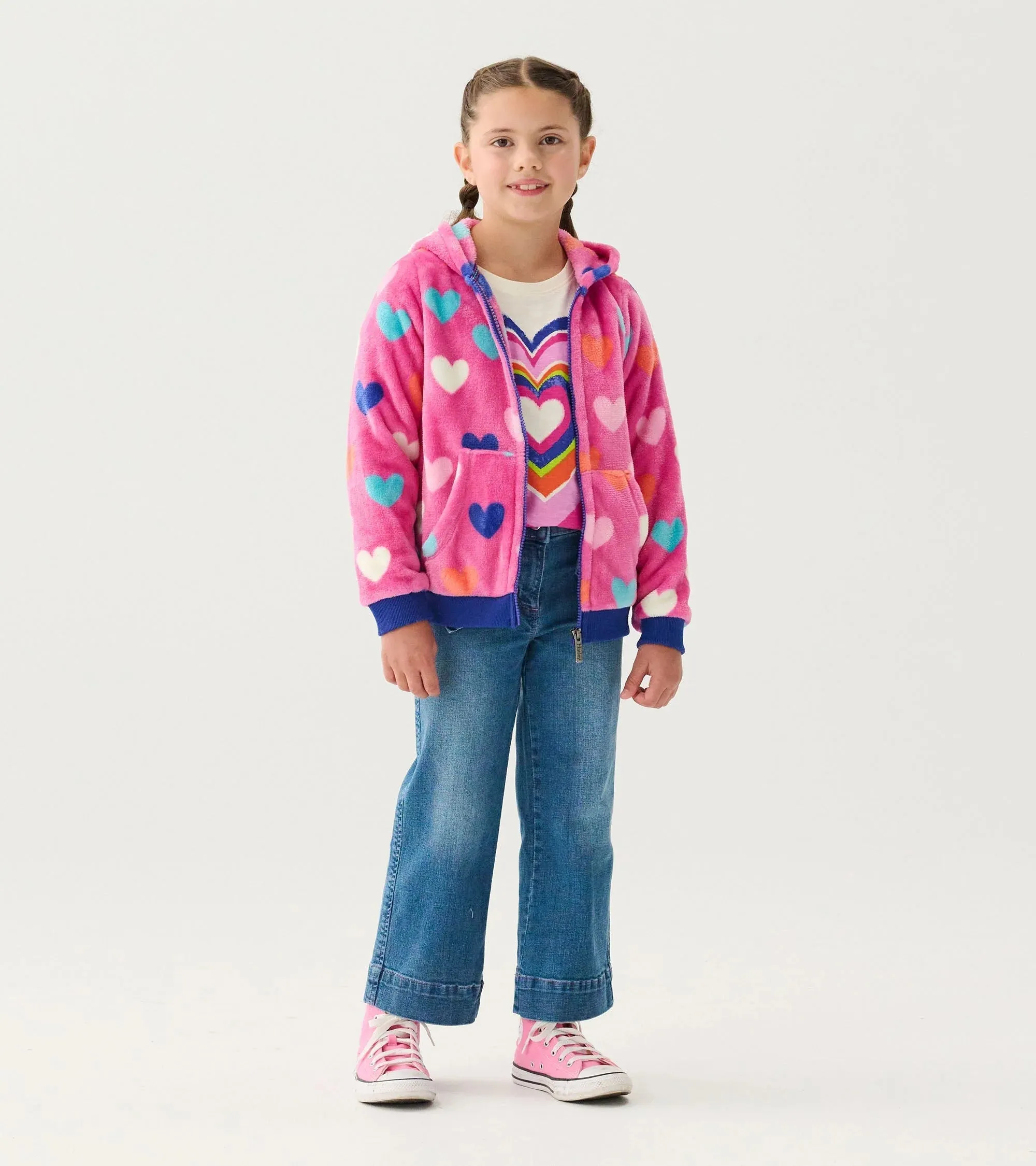 Hatley Pink Hearts Fuzzy Fleece F24hrk1551