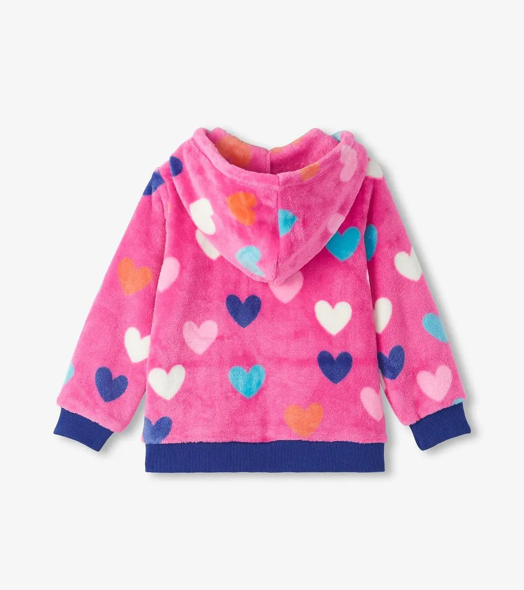 Hatley Pink Hearts Fuzzy Fleece F24hrk1551